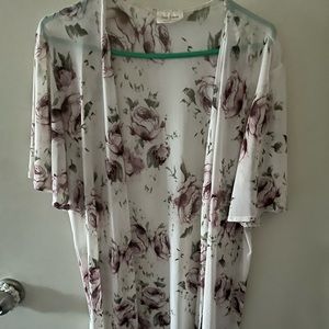 Sheet flower print Kimono